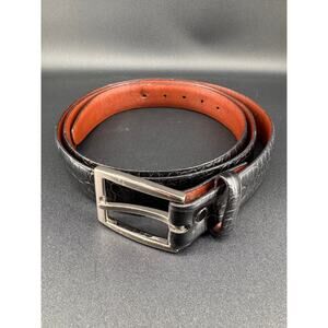 Torino Leather Co Italian Embossed Calf Belt Black Croc Pattern Mens Size 48